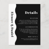 Moderne Zwart Wit Side Wave Foto bruiloft Details Informatiekaartje (Voorkant)