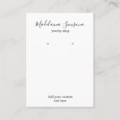 Moderne zwart-wit sieraden oorbel display visitekaartje (Voorkant)