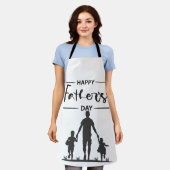 Moderne zwart-wit silhouet Vaderdag Kaart Schort (Gedragen)