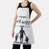 Moderne zwart-wit silhouet Vaderdag Kaart Schort (Insitu)