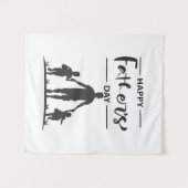 Moderne zwart-wit silhouet Vaderdag Kaart Wandkleed (Voorkant (horizontaal))