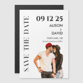 Moderne zwart-wit Sjabloon Save The Date Magnetische Uitnodiging (Voorkant / Achterkant)