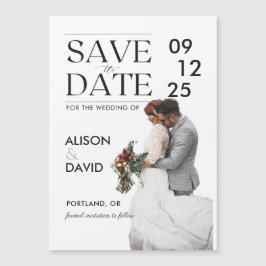 Moderne zwart-wit Sjabloon Save The Date Magnetische Uitnodiging