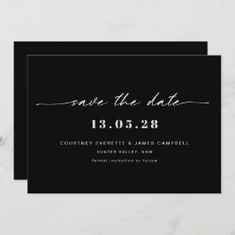 Moderne zwart-wit sparen de datumuitnodiging kaart