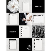 Moderne Zwart-Wit Stip Flat Bedankkaart