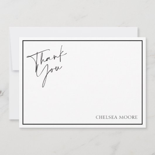 Moderne Zwart-Wit Stip Plat Bedankkaart (Voorkant)