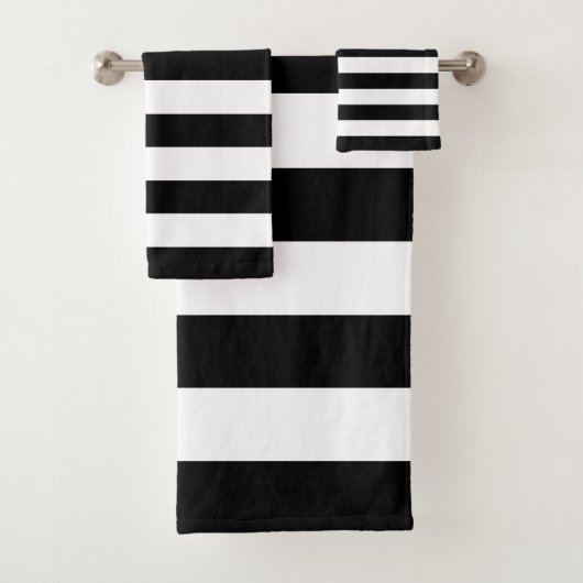 Moderne zwart-wit streep bad handdoek (Insitu)