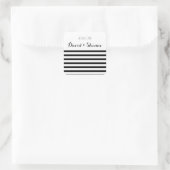 Moderne zwart-wit streep bruiloft stickers (Tas)