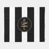 Moderne Zwart Wit Strepen Goud Monogramed Naam Fleece Deken (Voorkant (Horizontaal))