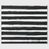 Moderne Zwart & Wit Strepen Trendy Verjaardagsfees Cadeaupapier (Vlak)