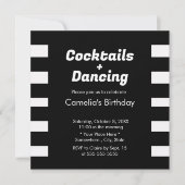 Moderne Zwart & Wit Strepen Typografie Verjaardag Kaart (Voorkant)