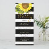 Moderne Zwart Wit Strepen Zonnebloem Bruiloft Kaart (Staand voorkant)