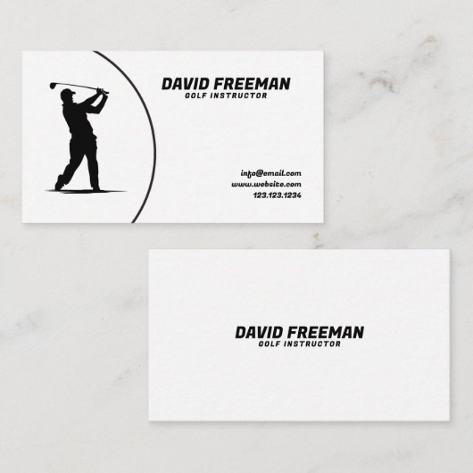 Moderne Zwart-wit Swing Golf Instructeur Visitekaartje (Voorkant / Achterkant)