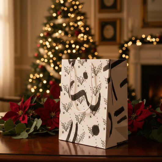 Moderne zwart-wit-tekeningen in doodle-stijl medium cadeauzakje