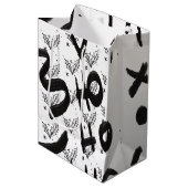 Moderne zwart-wit-tekeningen in doodle-stijl medium cadeauzakje (Voorkant Gekanteld)