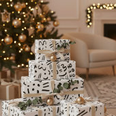 Moderne zwart-wit-tekenstijl in doodle-stijl inpakpapier vel