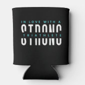 Moderne zwart-wit triathlon liefde motivatie blikjeskoeler (Achterkant)