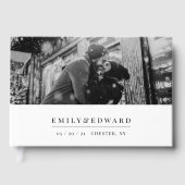 Moderne zwart-wit trouwfoto gastenboek (Voorkant)