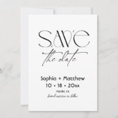 Moderne zwart-wit trouwfoto save the date (Voorkant)