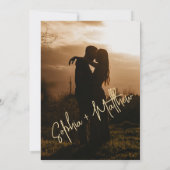 Moderne zwart-wit trouwfoto save the date (Achterkant)