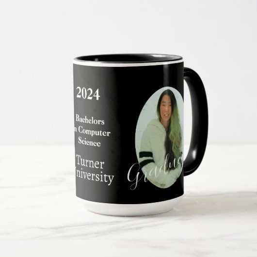 Moderne zwart-wit twee foto Afstuderen Mok (Voorkant rechts)