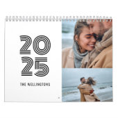 Moderne Zwart Wit Typografie 3 Fotofamilie Kalender (Hoes)