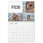 Moderne Zwart Wit Typografie 3 Fotofamilie Kalender (Feb 2027)
