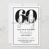 Moderne zwart-wit typografie 60ste verjaardagsfees kaart (Voorkant)