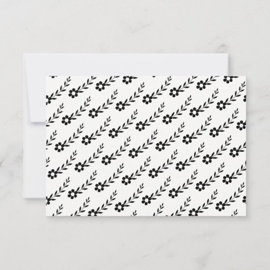 Moderne zwart-wit typografie bruiloft RSVP (Achterkant)