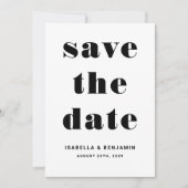 Moderne zwart-wit typografie bruiloft save the date (Voorkant)