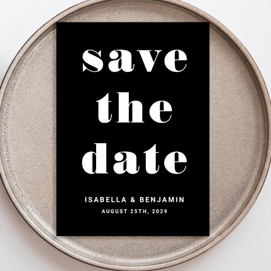 Moderne zwart-wit typografie bruiloft save the date