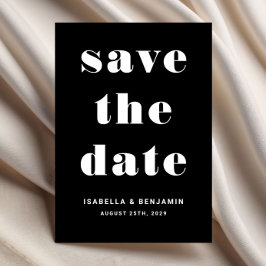 Moderne zwart-wit typografie bruiloft save the date