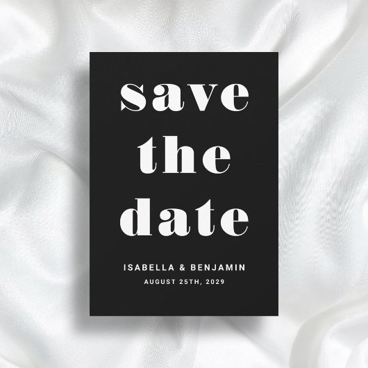 Moderne zwart-wit typografie bruiloft save the date