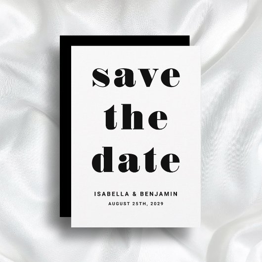 Moderne zwart-wit typografie bruiloft save the date