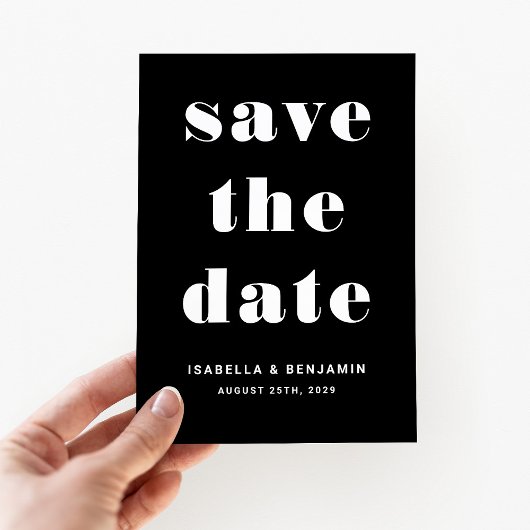 Moderne zwart-wit typografie bruiloft save the date