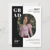 Moderne zwart-wit typografie Foto Afstuderen Kaart (Voorkant)