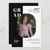 Moderne zwart-wit typografie Foto Afstuderen Kaart (Voorkant / Achterkant)