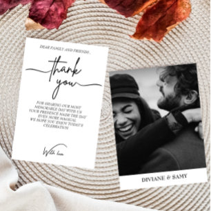 Moderne Zwart-wit Typografie Foto dank u Bedankkaart