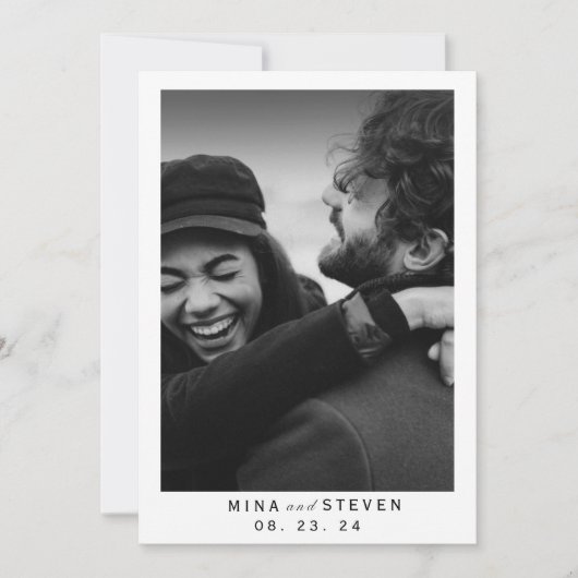 Moderne Zwart-wit Typografie Foto Save The Date (Voorkant)