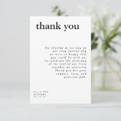 Moderne Zwart-Wit-Typografie Huwelijk Bedankt Kaart (Staand voorkant)