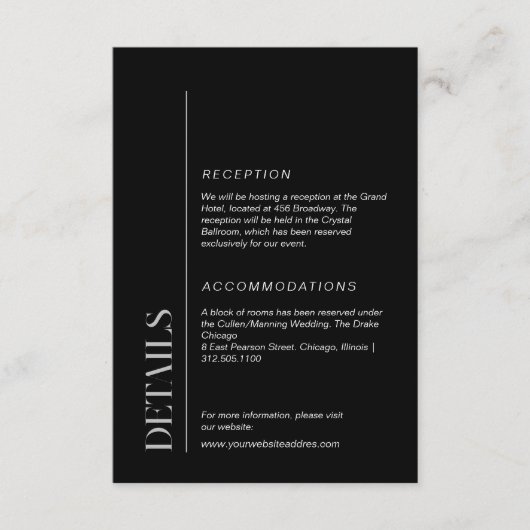 Moderne zwart-wit typografie informatiekaartje (Voorkant)