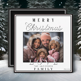 Moderne zwart-wit typografie Kerstfoto Feestdagenkaart