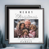 Moderne zwart-wit typografie Kerstfoto Feestdagenkaart