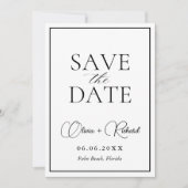 Moderne zwart-wit typografie paar foto save the date (Voorkant)