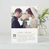 MODERNE ZWART-WIT TYPOGRAFIE TROUW FOTO KAART (Staand voorkant)