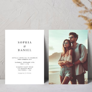 Moderne zwart-wit typografie trouwfoto kaart
