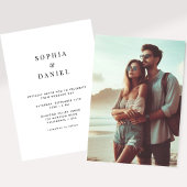 Moderne zwart-wit typografie trouwfoto kaart