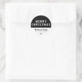 Moderne zwart-wit typografie Vrolijk kerstfeest Ronde Sticker (Tas)