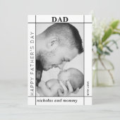 Moderne zwart-wit Vaderdag foto Feestdagenkaart (Staand voorkant)