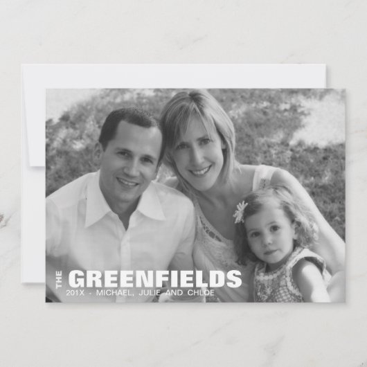 Moderne zwart-wit vakantiefotokaart feestdagenkaart (Voorkant)